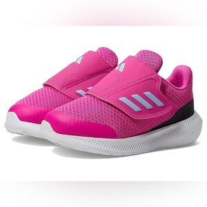 Size 8 Toddler adidas Kids Hot Pink Slip-On Sneakers with Light Blue Stripes